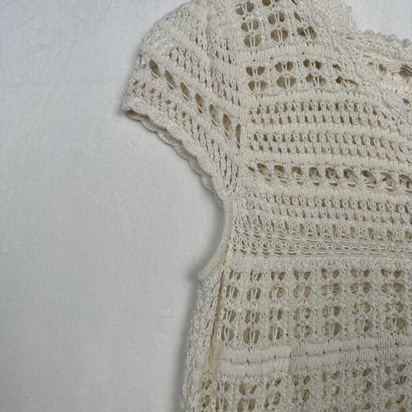 Knitted &‎ Knotted Anthropologie Sz S Crochet Button Up Butterfly Cardigan Top - Picture 2 of 10